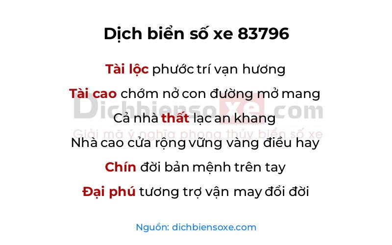 Dịch thơ biển số 83796