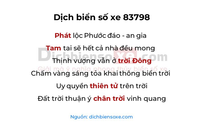 Dịch thơ biển số 83798