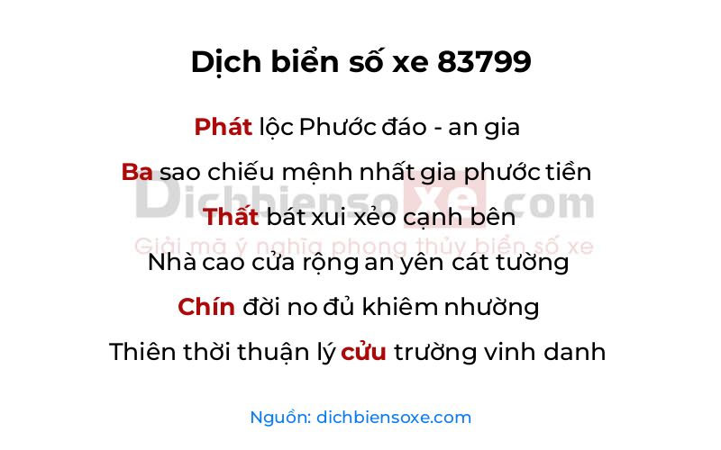 Dịch thơ biển số 83799