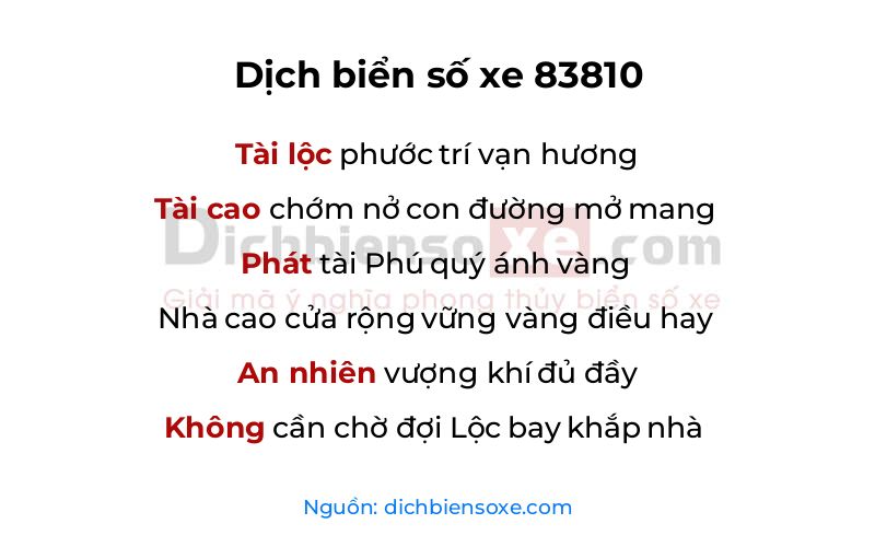 Dịch thơ biển số 83810