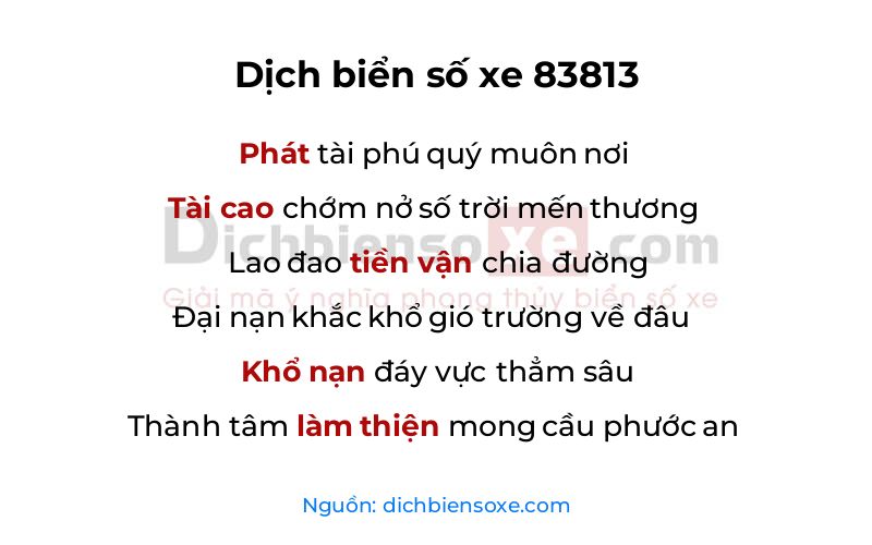 Dịch thơ biển số 83813