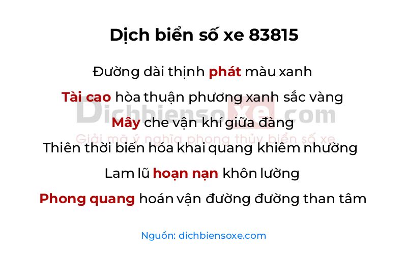 Dịch thơ biển số 83815