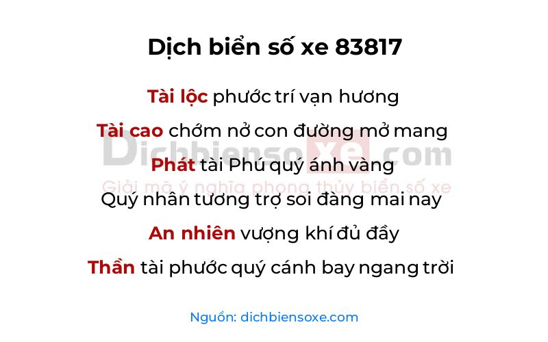 Dịch thơ biển số 83817