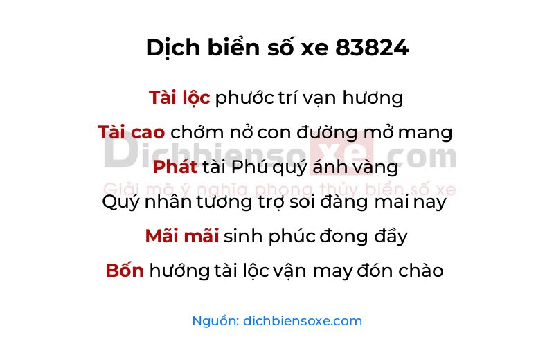 Dịch thơ biển số 83824