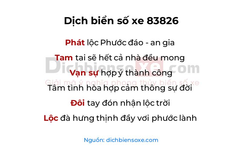 Dịch thơ biển số 83826