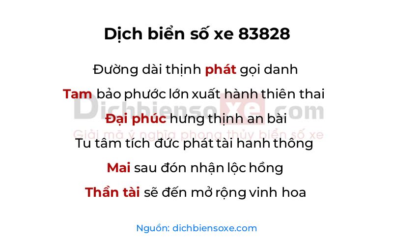 Dịch thơ biển số 83828