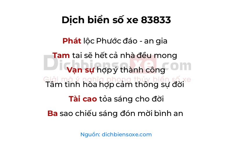 Dịch thơ biển số 83833