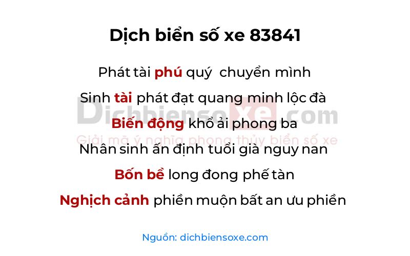 Dịch thơ biển số 83841