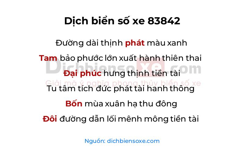 Dịch thơ biển số 83842