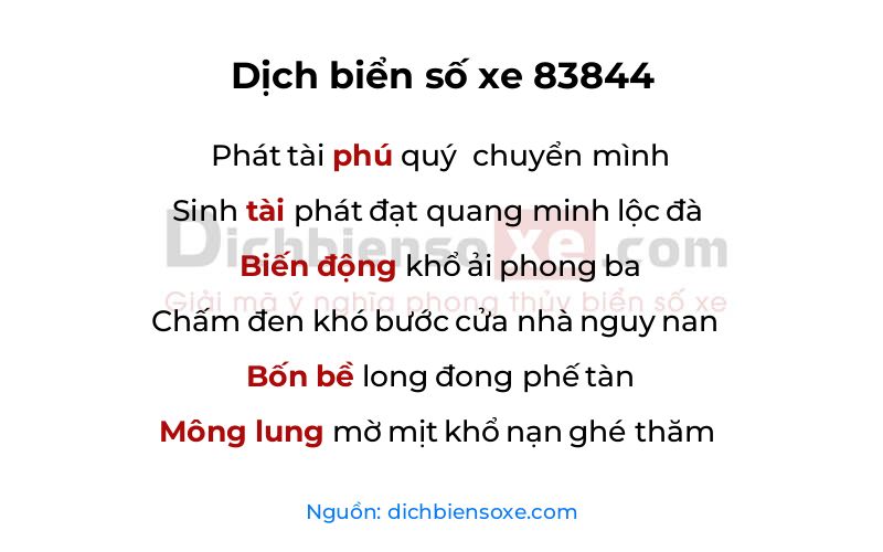 Dịch thơ biển số 83844