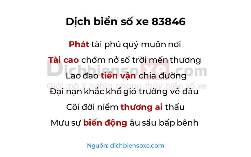 Dịch thơ biển số 83846
