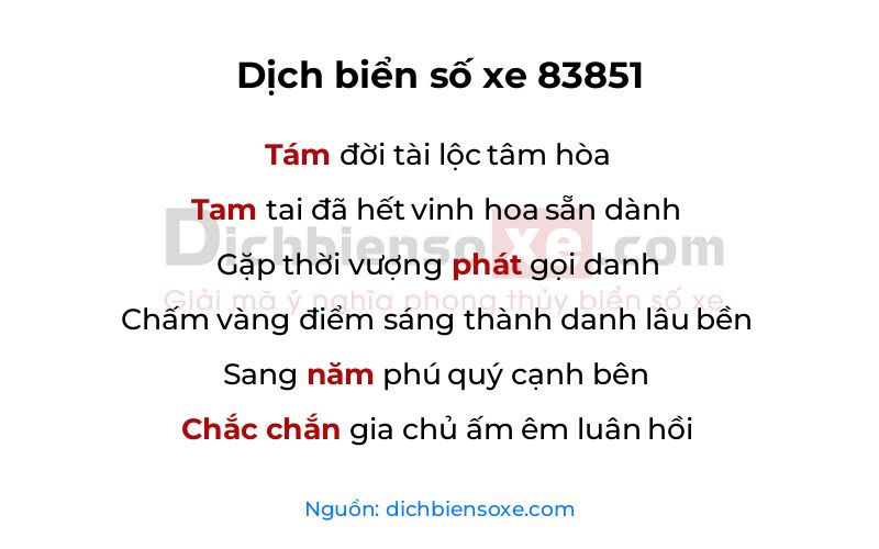 Dịch thơ biển số 83851