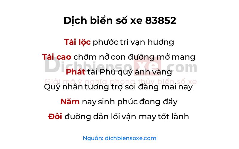 Dịch thơ biển số 83852