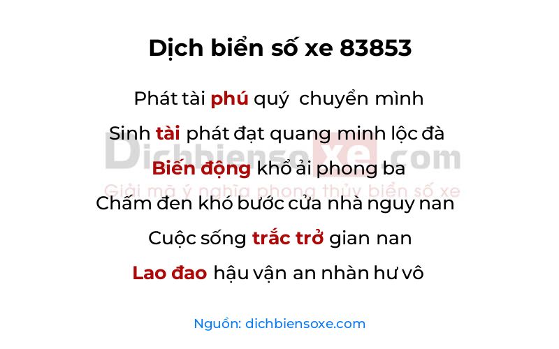 Dịch thơ biển số 83853