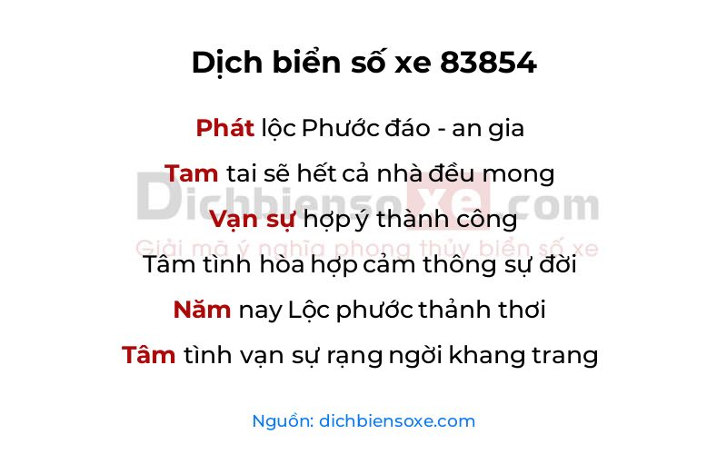 Dịch thơ biển số 83854