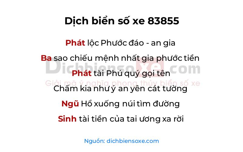 Dịch thơ biển số 83855