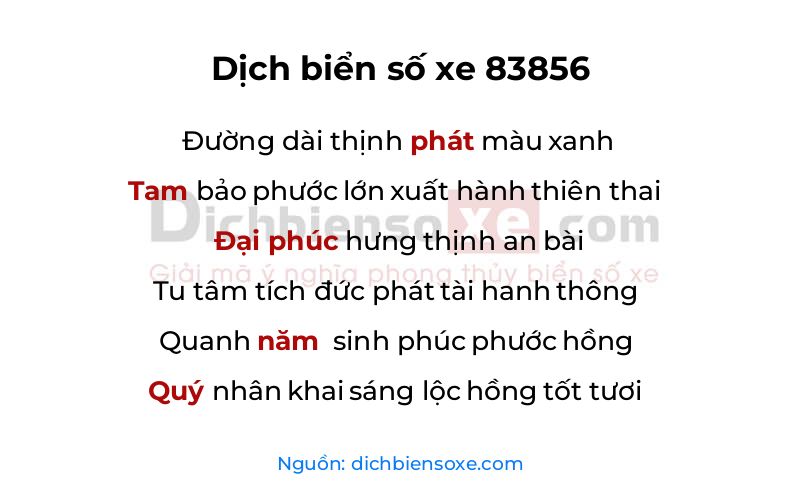 Dịch thơ biển số 83856