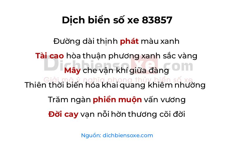 Dịch thơ biển số 83857
