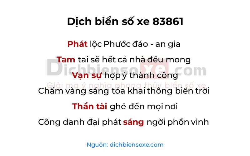 Dịch thơ biển số 83861