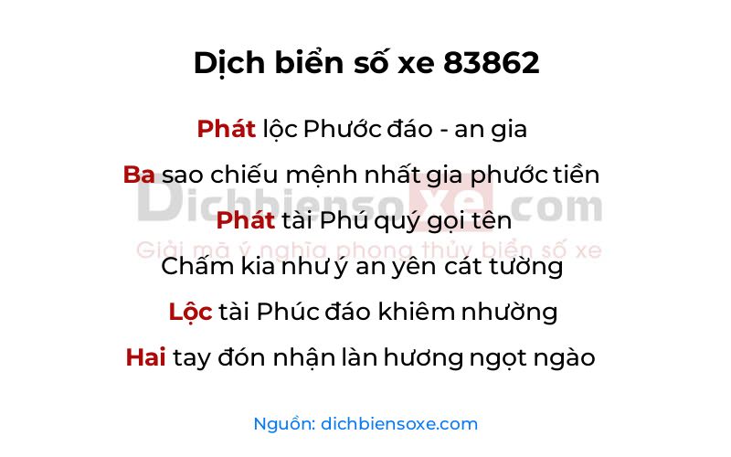 Dịch thơ biển số 83862