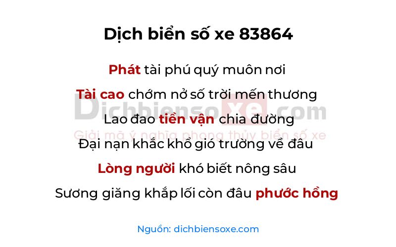 Dịch thơ biển số 83864