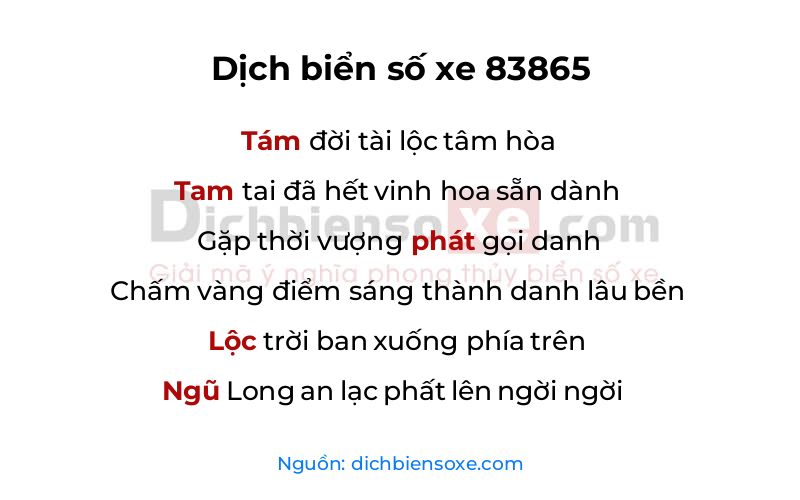 Dịch thơ biển số 83865