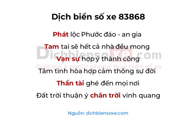 Dịch thơ biển số 83868