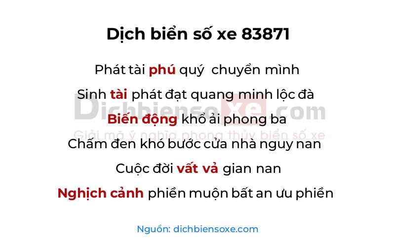 Dịch thơ biển số 83871