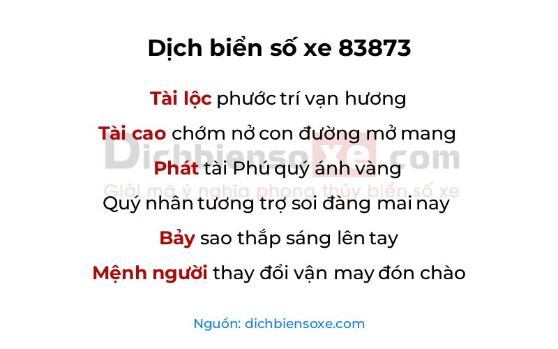 Dịch thơ biển số 83873