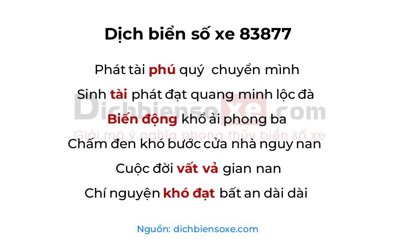 Dịch thơ biển số 83877