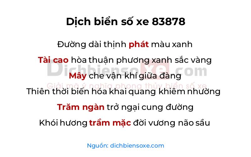 Dịch thơ biển số 83878