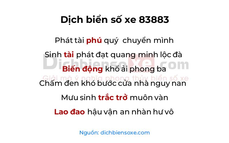 Dịch thơ biển số 83883