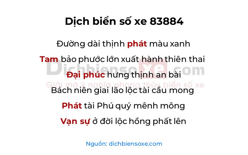Dịch thơ biển số 83884