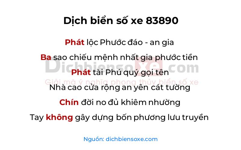 Dịch thơ biển số 83890