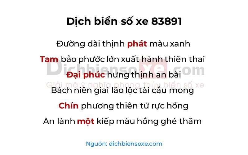 Dịch thơ biển số 83891
