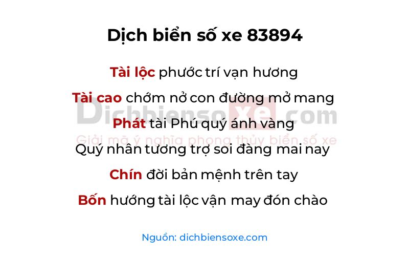 Dịch thơ biển số 83894