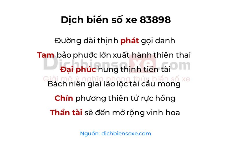 Dịch thơ biển số 83898