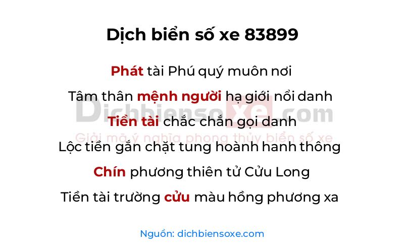 Dịch thơ biển số 83899