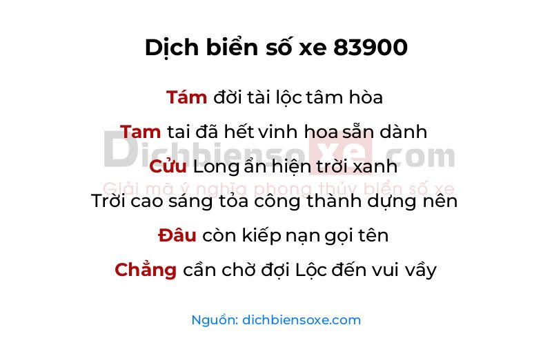 Dịch thơ biển số 83900