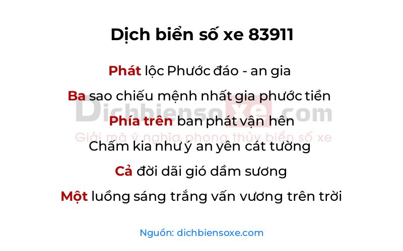 Dịch thơ biển số 83911