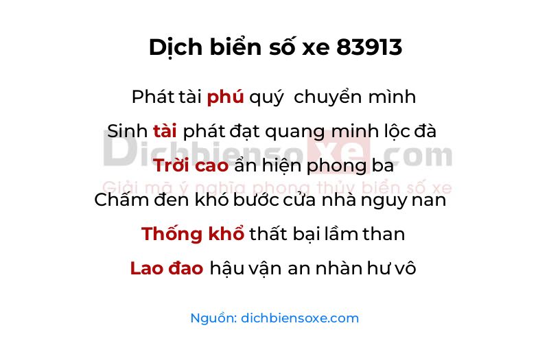 Dịch thơ biển số 83913