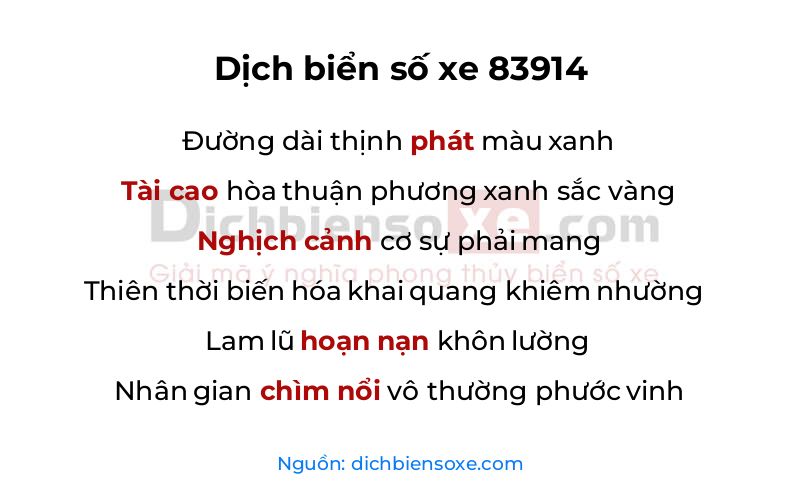 Dịch thơ biển số 83914