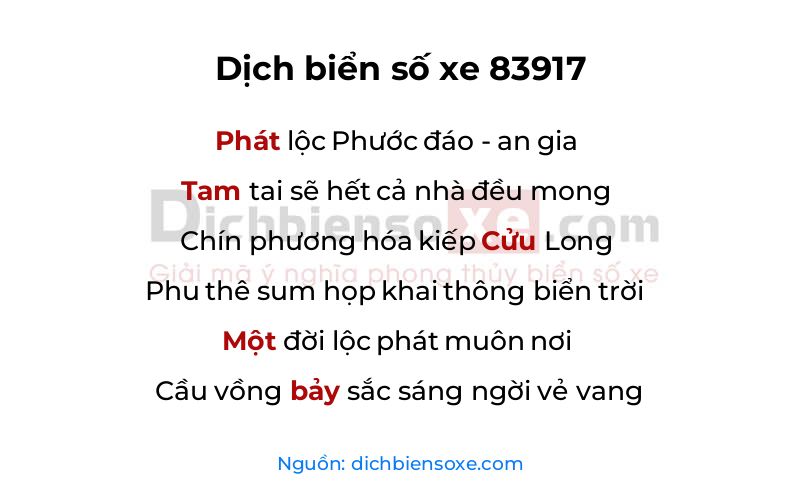 Dịch thơ biển số 83917