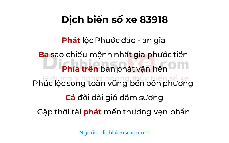 Dịch thơ biển số 83918