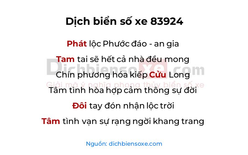 Dịch thơ biển số 83924
