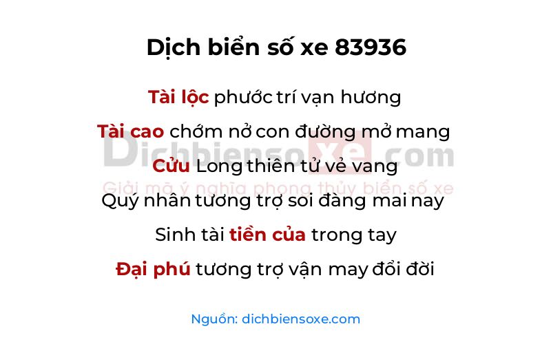 Dịch thơ biển số 83936
