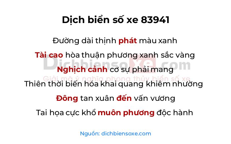 Dịch thơ biển số 83941