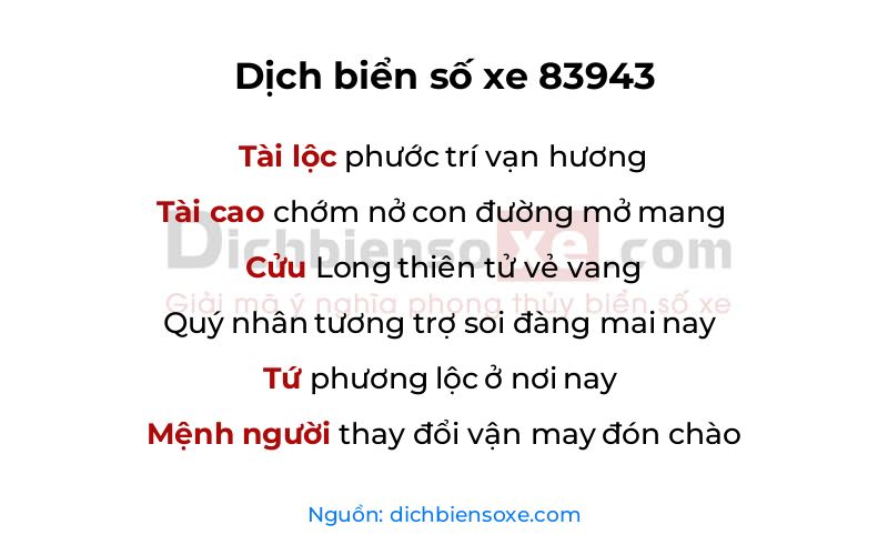 Dịch thơ biển số 83943
