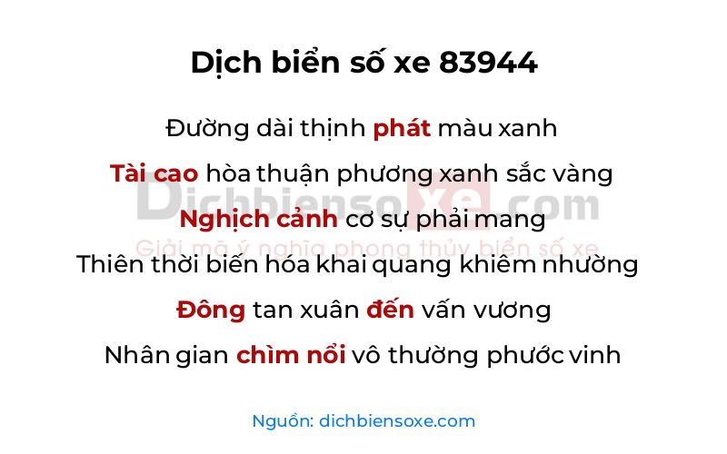 Dịch thơ biển số 83944