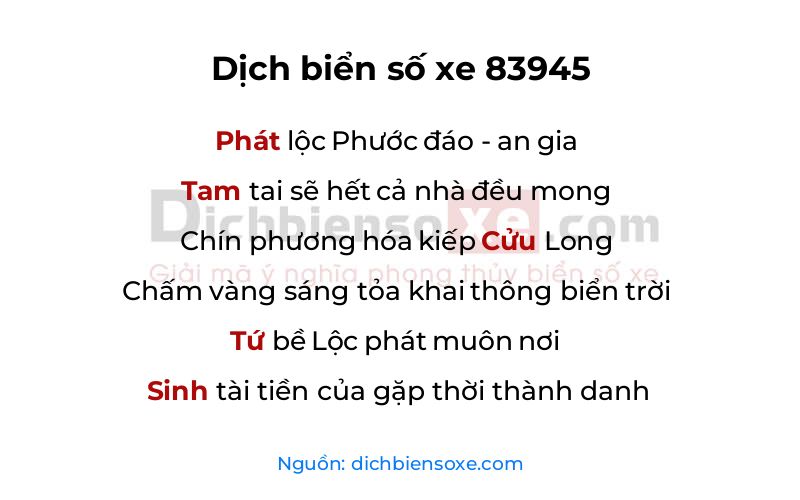 Dịch thơ biển số 83945